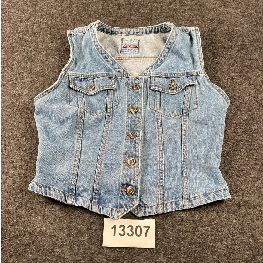 County Seat Denim Vest Women L Blue Excellent Vintage Western Made in USA
